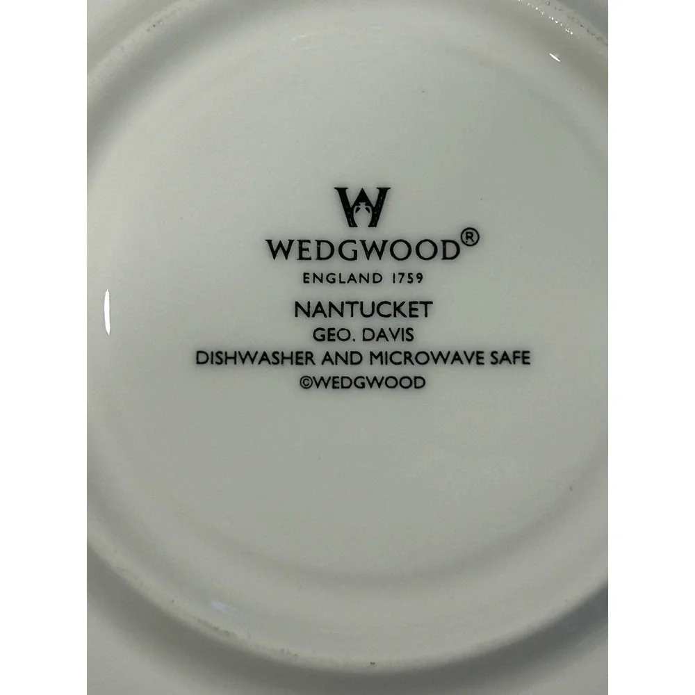 1986‎ Wedgwood Bone China Nantucket Basketweave Geo. Davis Flat Cup & Saucer